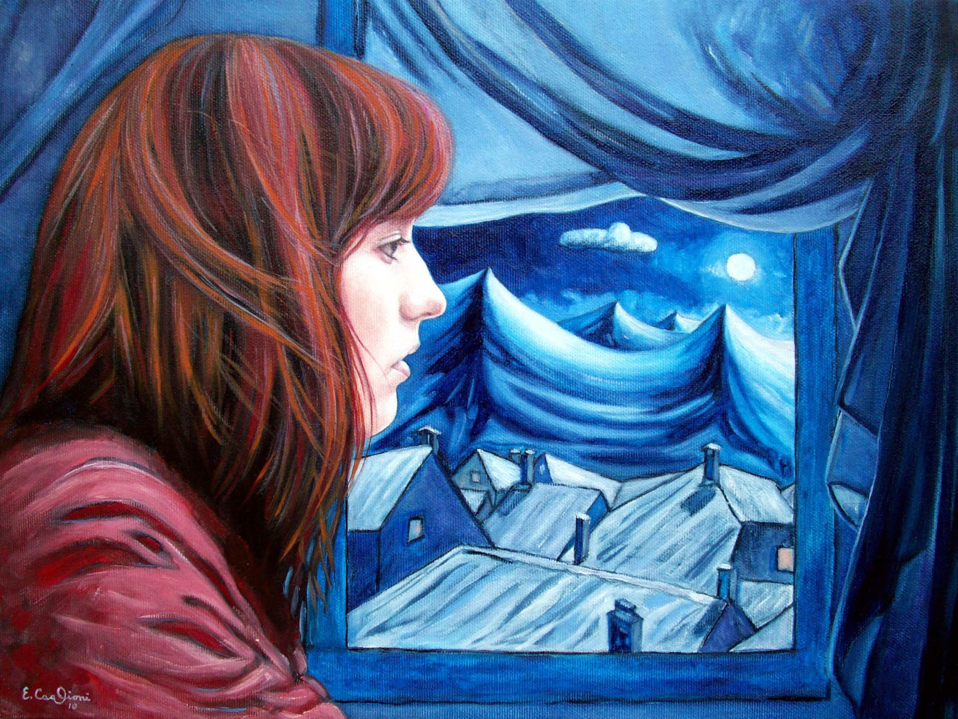 Fata alla finestra, cm 40x30.
