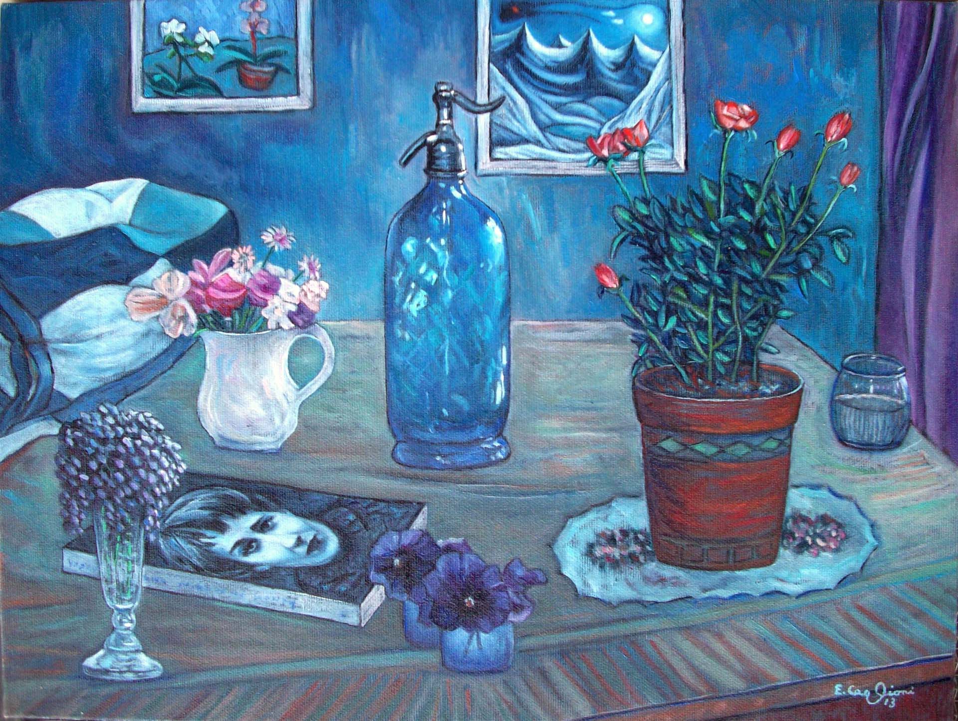 Interno con fiori, cm 40x30.