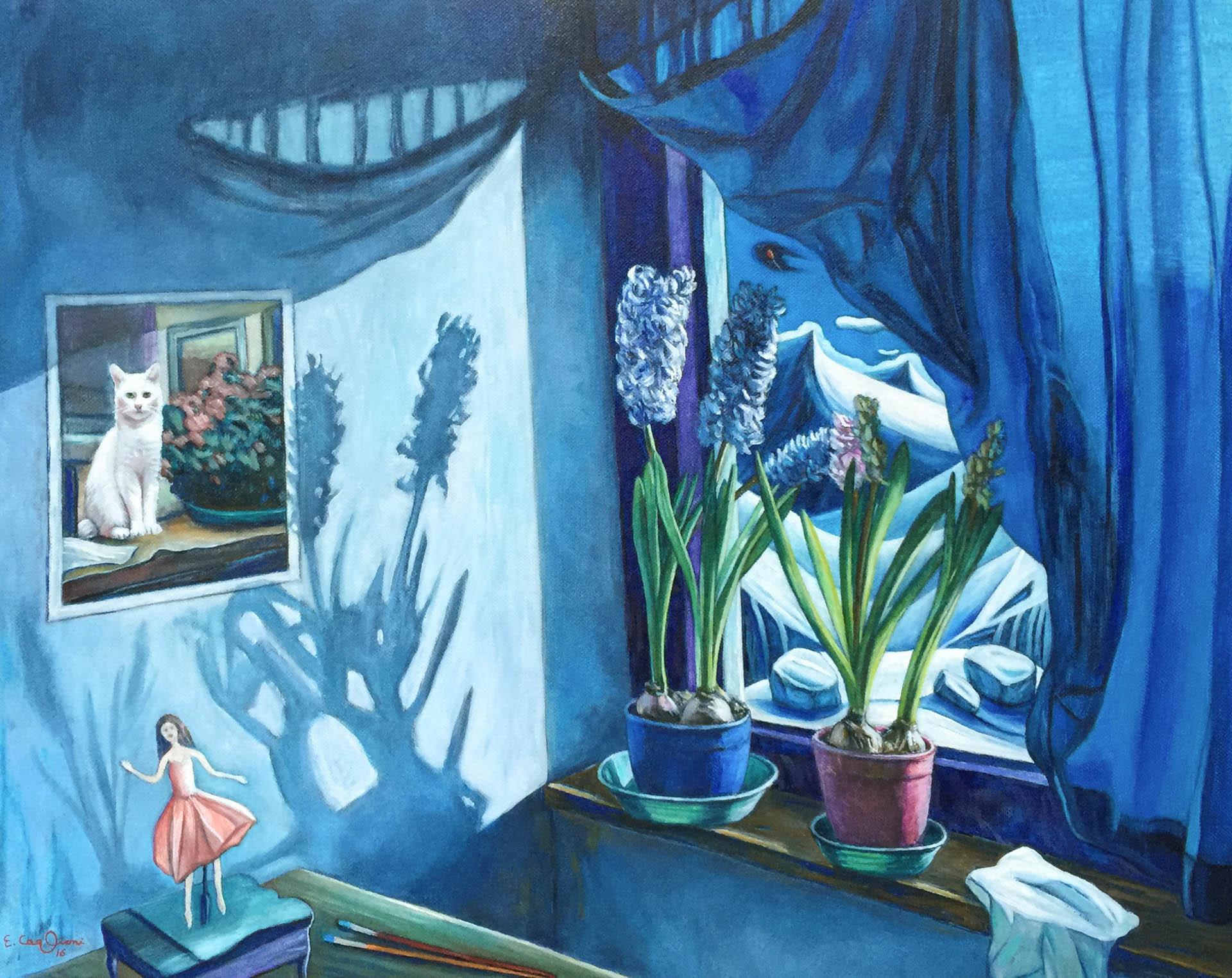 Interno con fiori, cm 50x40.