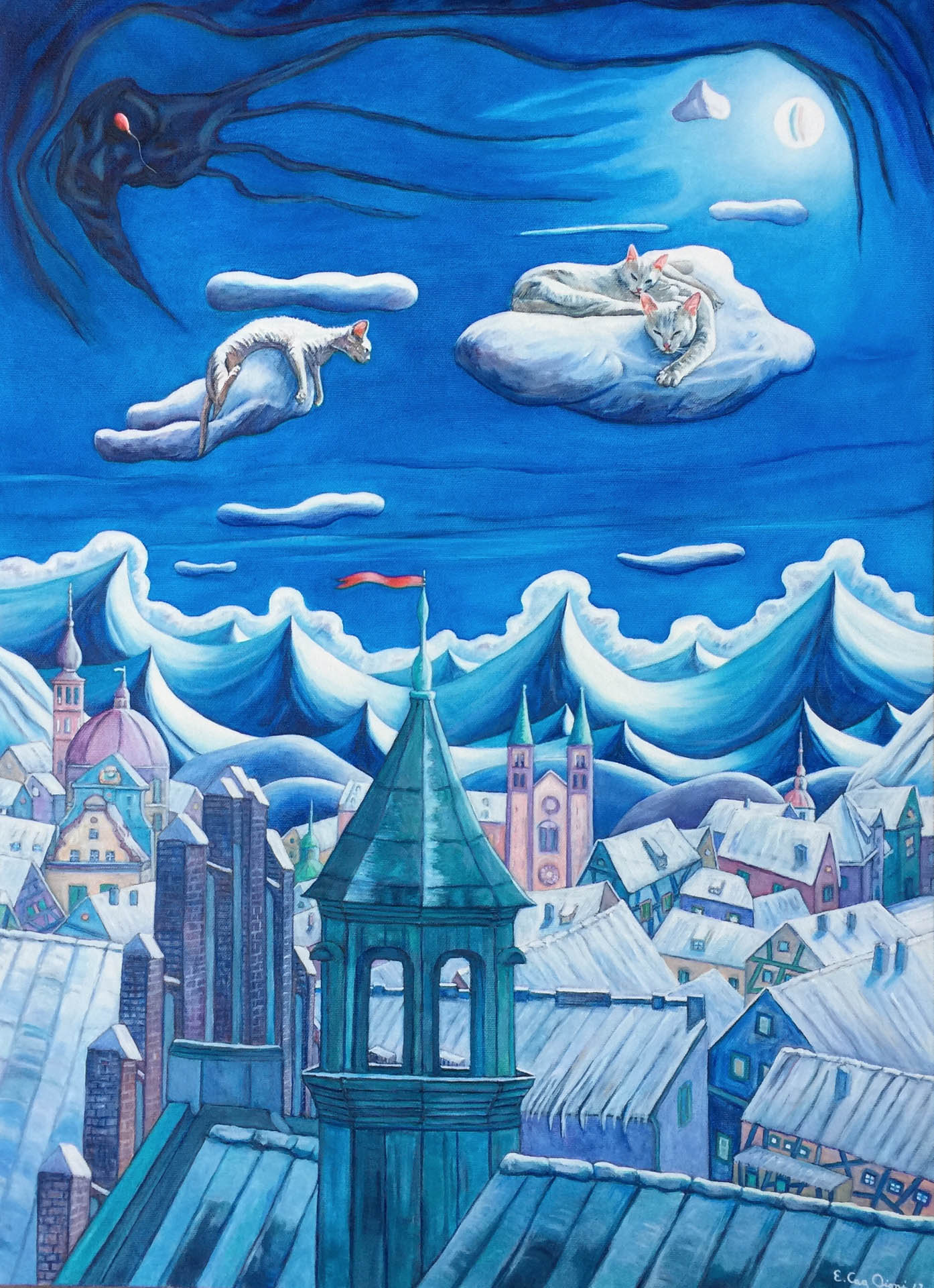 La notte è scesa sul villaggio, cm 50x70.