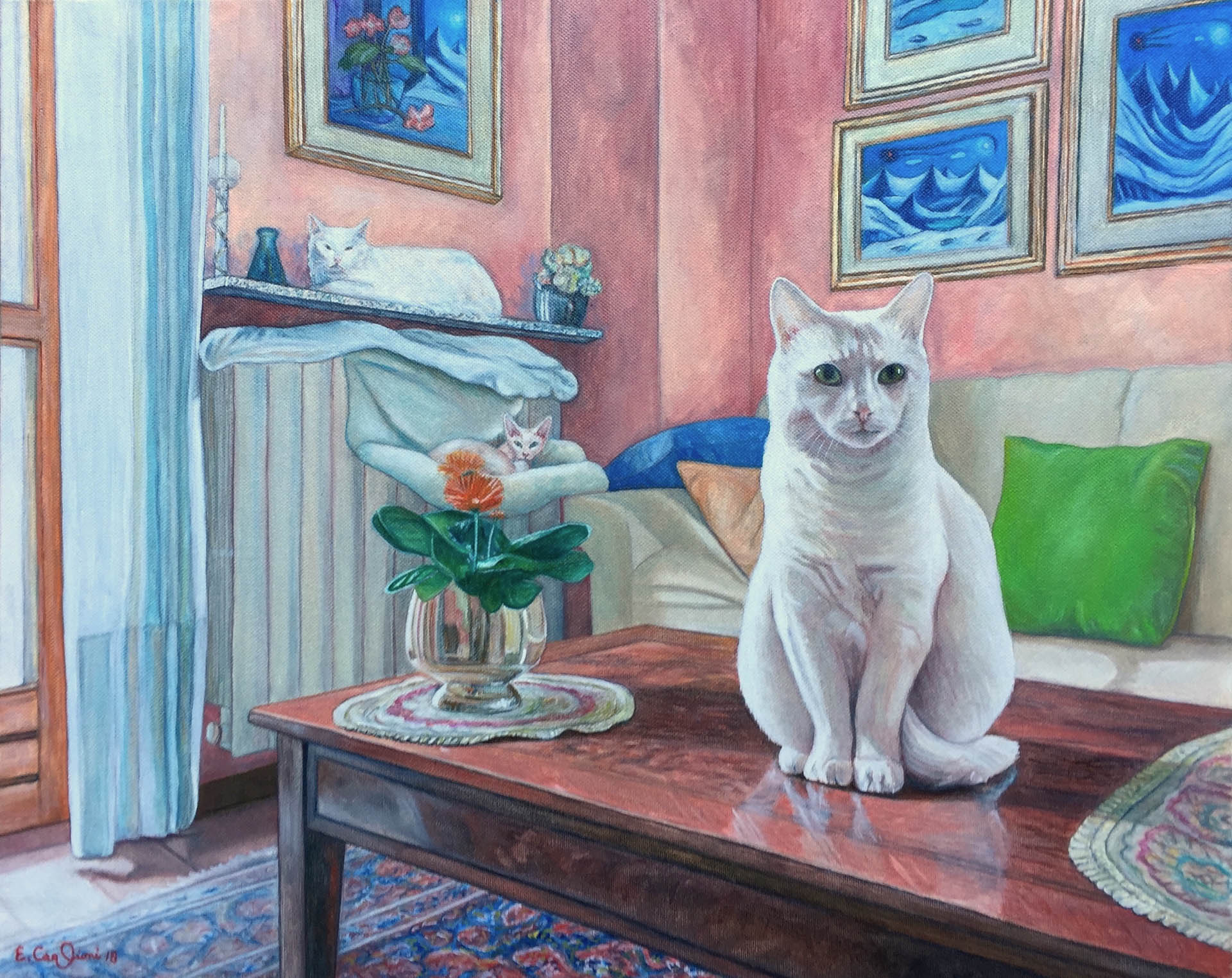 Gatti in inverno, cm 50x40.